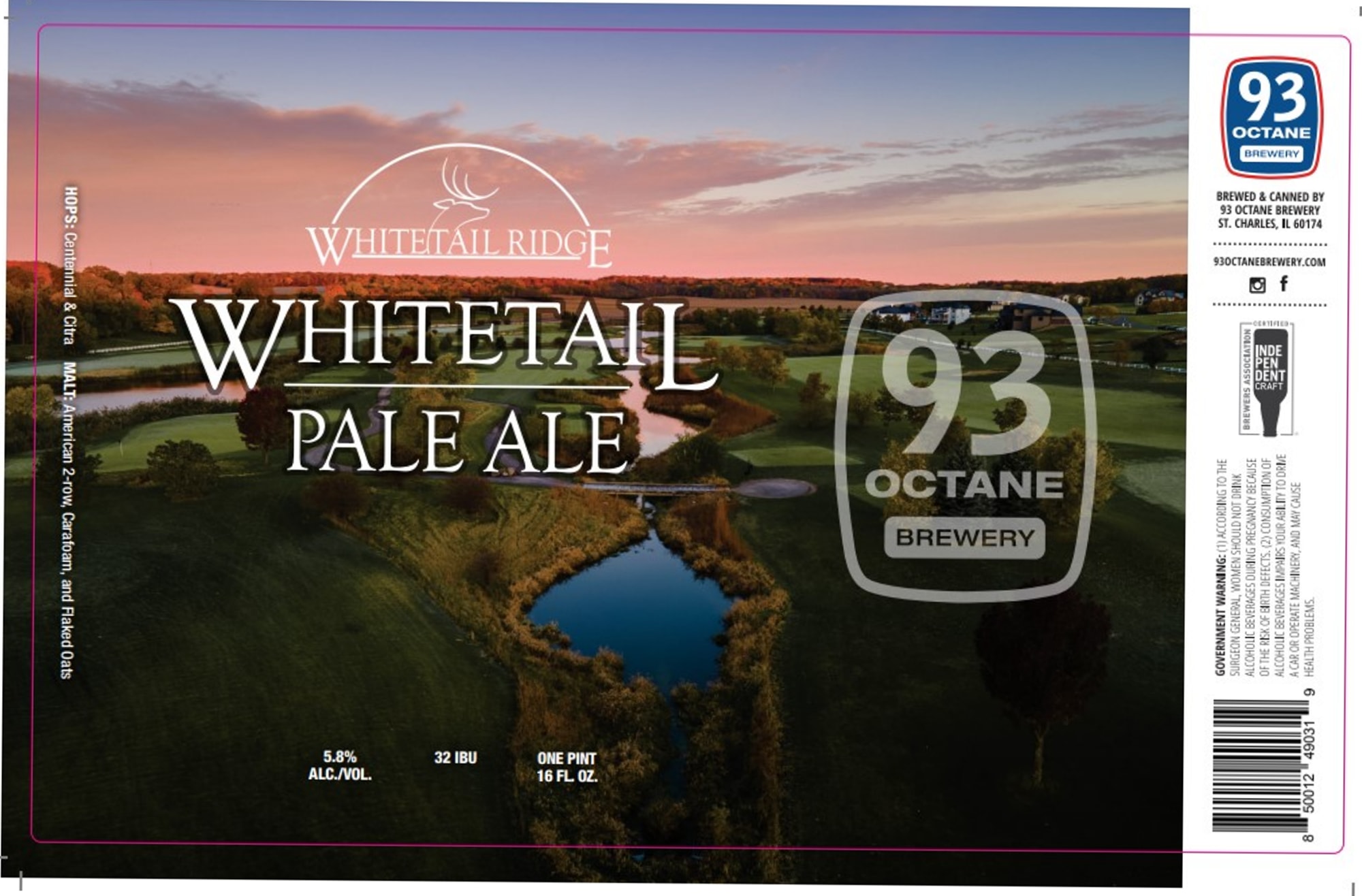 Whitetail Ridge Pale Ale by 93 Octane Brewery - beer label