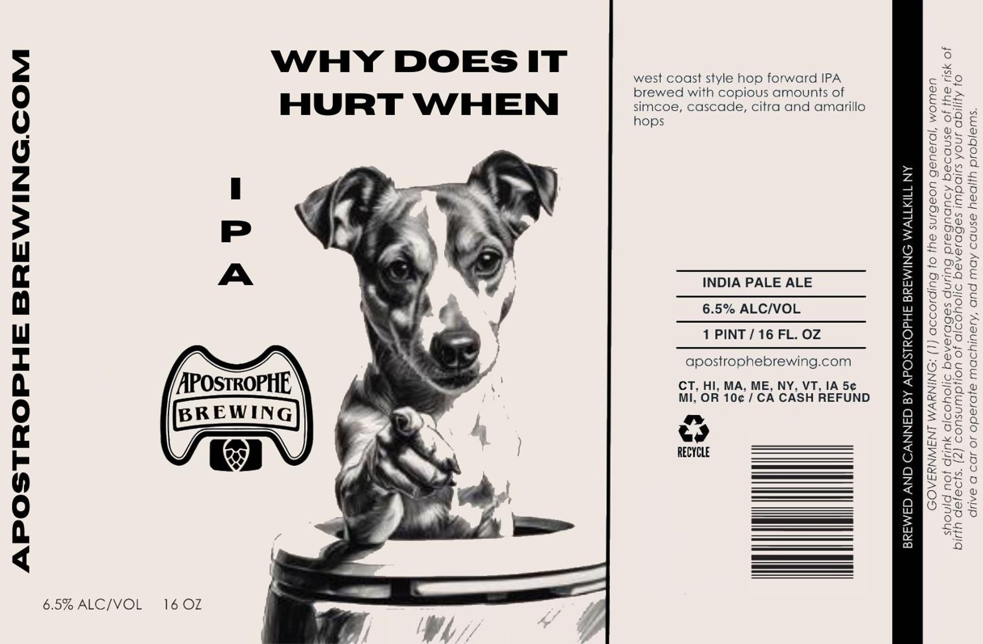 Why Does It Hurt IPA by Apostrophe Brewing - beer label