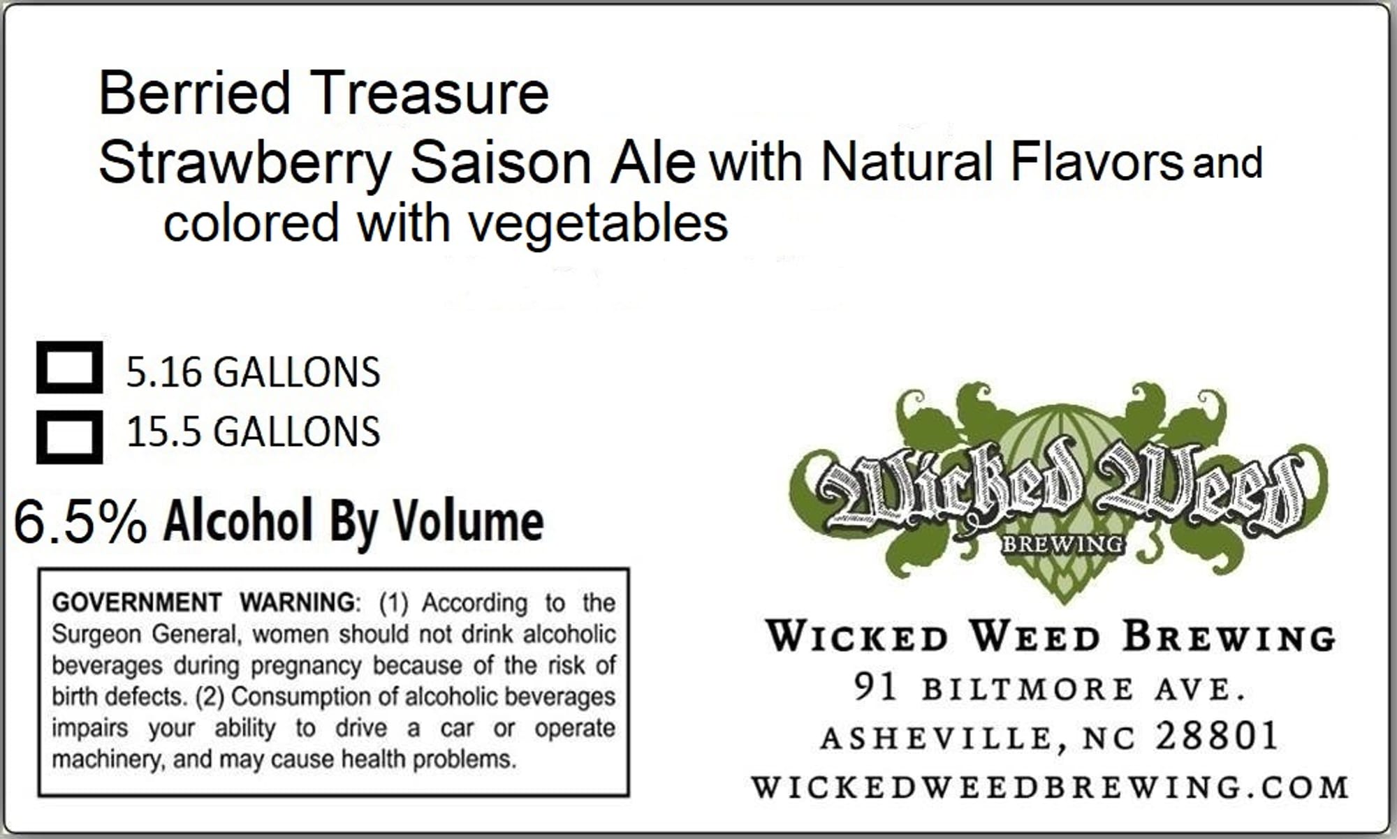 Berried Treasure by Wicked Weed Brewing - beer label