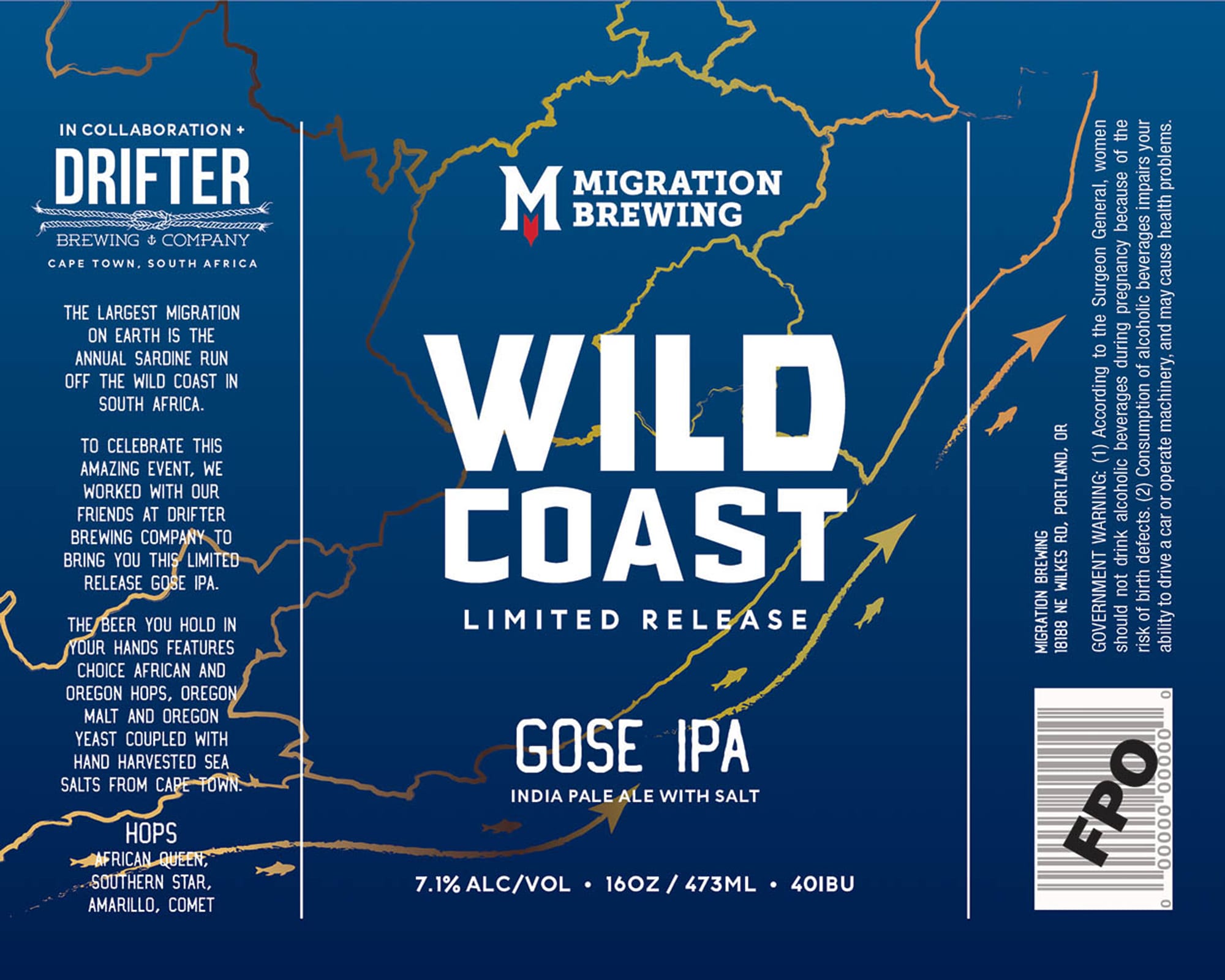 Wild Coast by Migration Brewing & Drifter Brewing Company - beer label