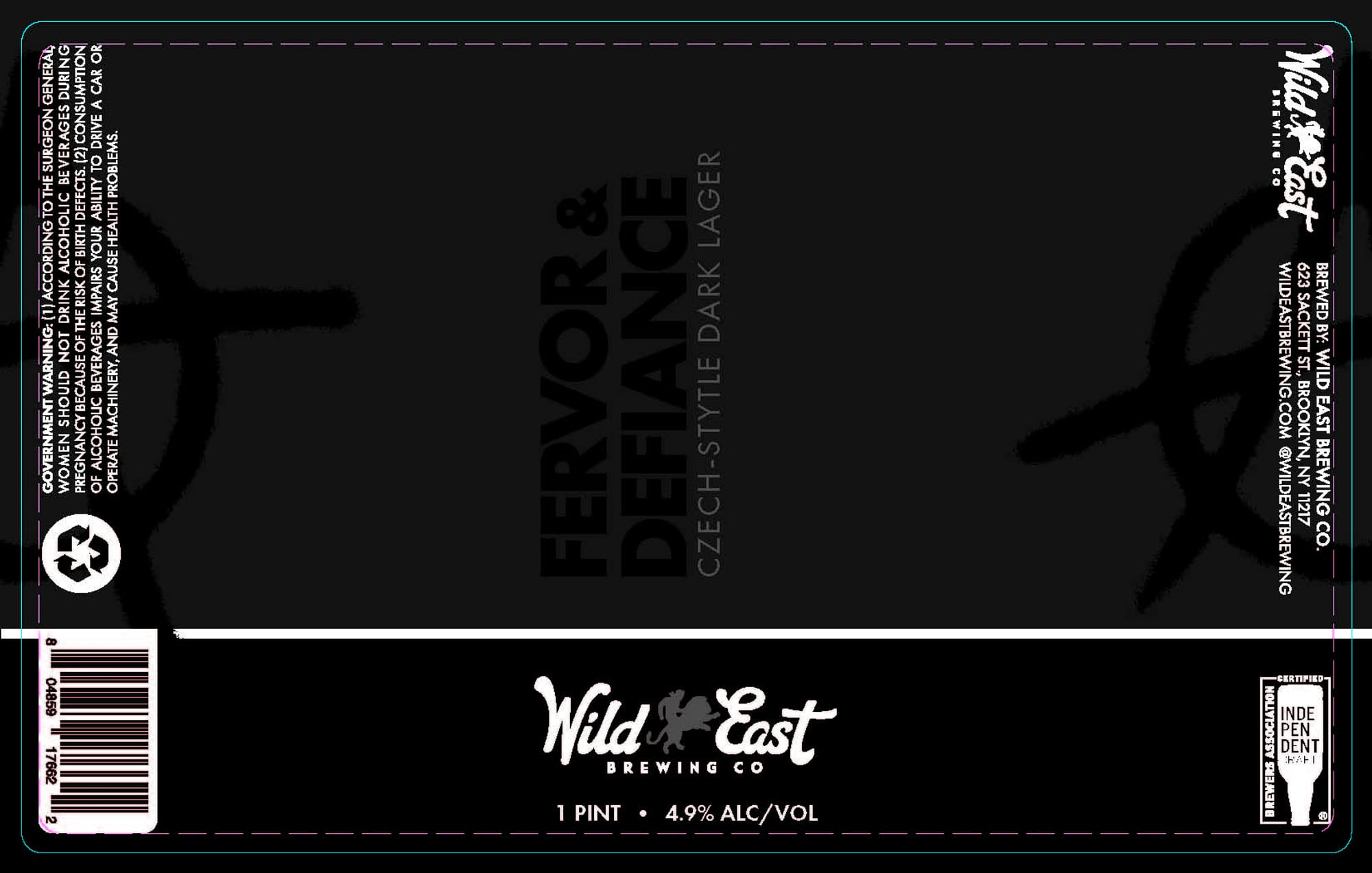Fervor & Defiance by Wild East Brewing - beer label