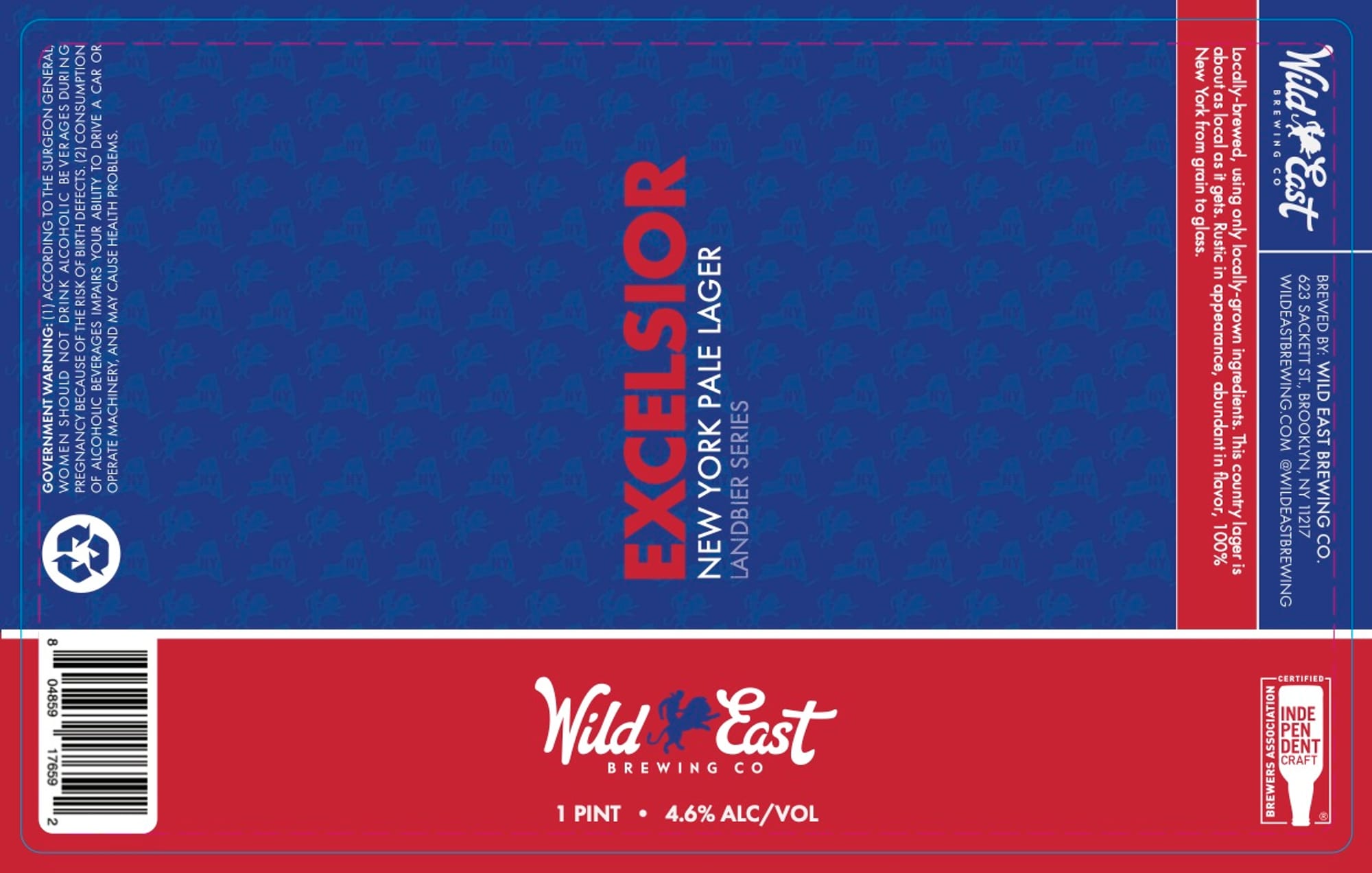 Excelsior New York Pale Lager by Wild East Brewing Co. - beer label