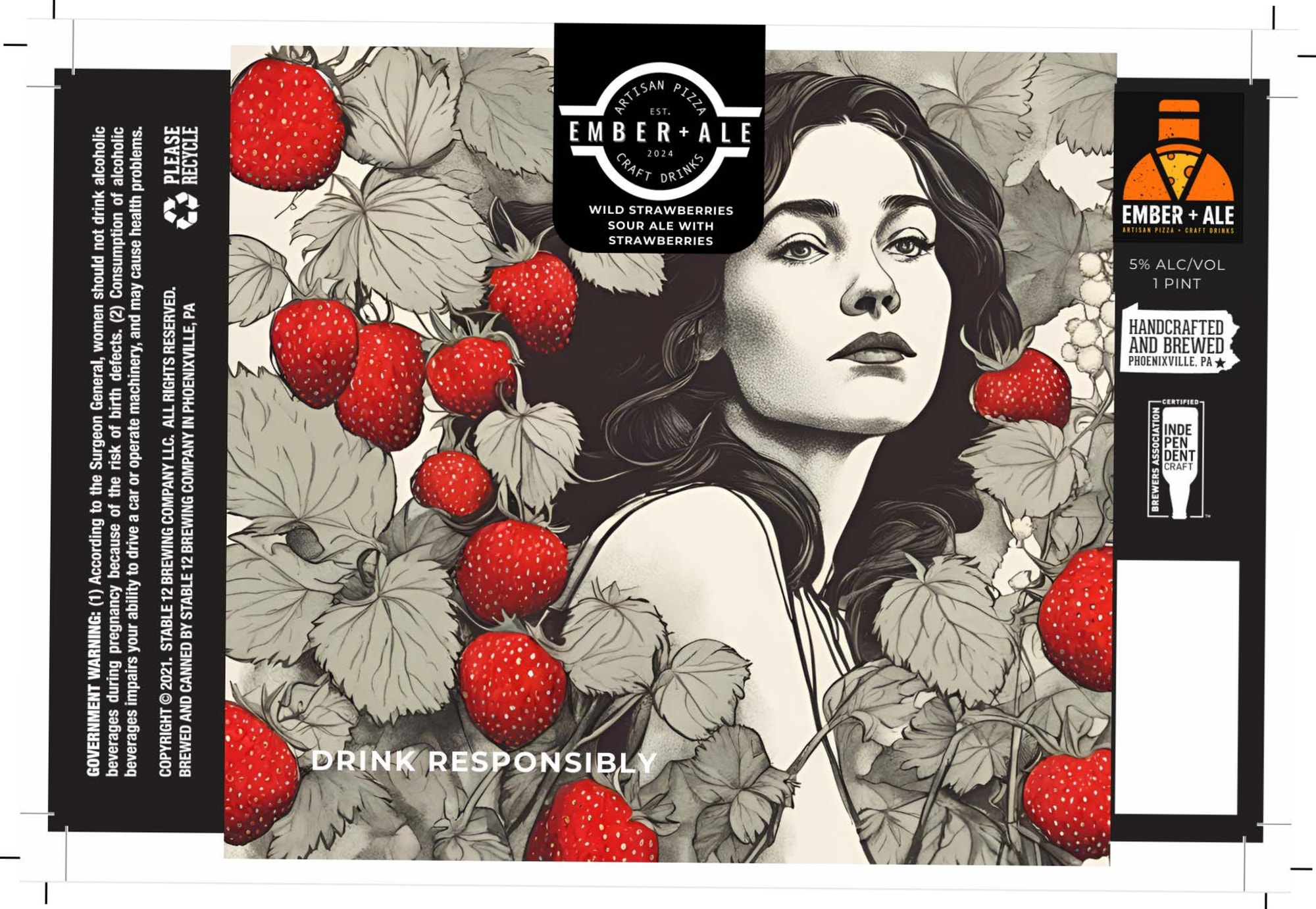 Wild Strawberries by Ember + Ale - beer label