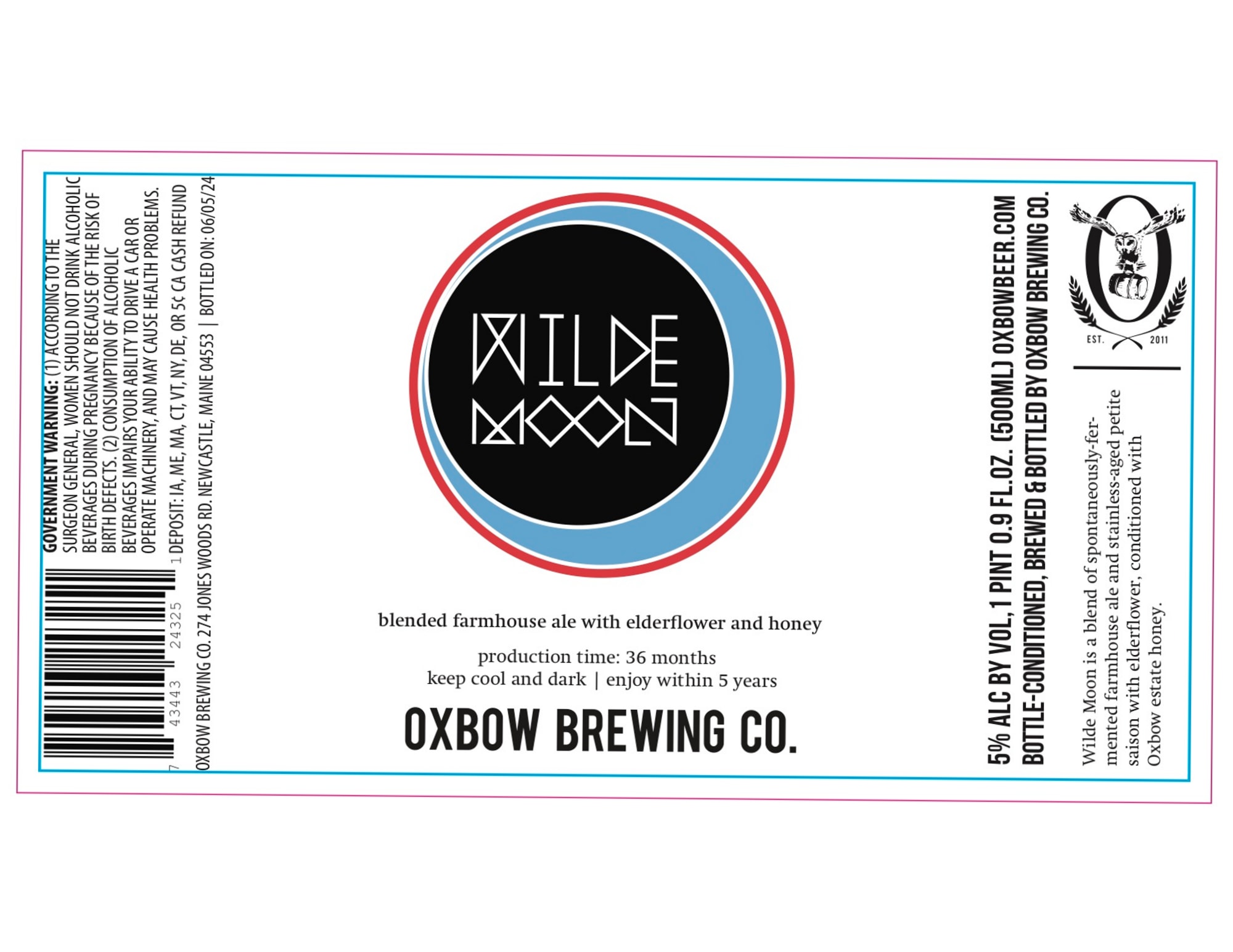 Wilde Moon by Oxbow Brewing Co. - beer label