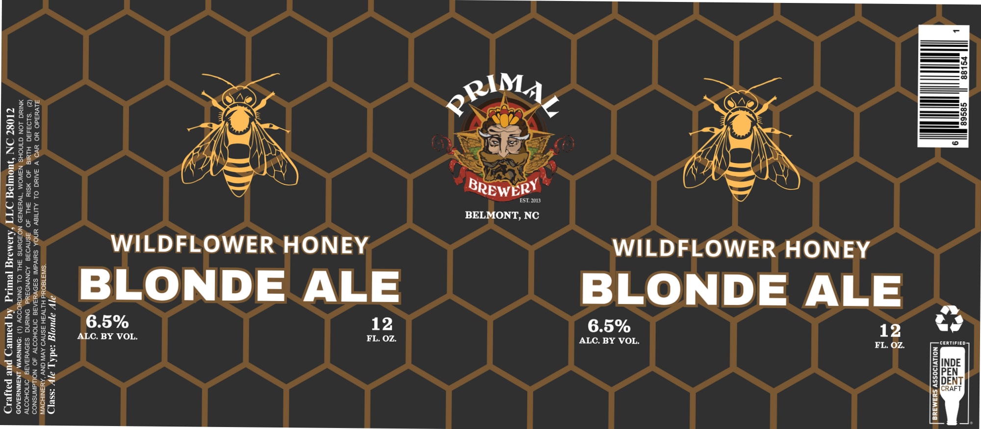 Wildflower Honey Blonde Ale by Primal Brewery - beer label