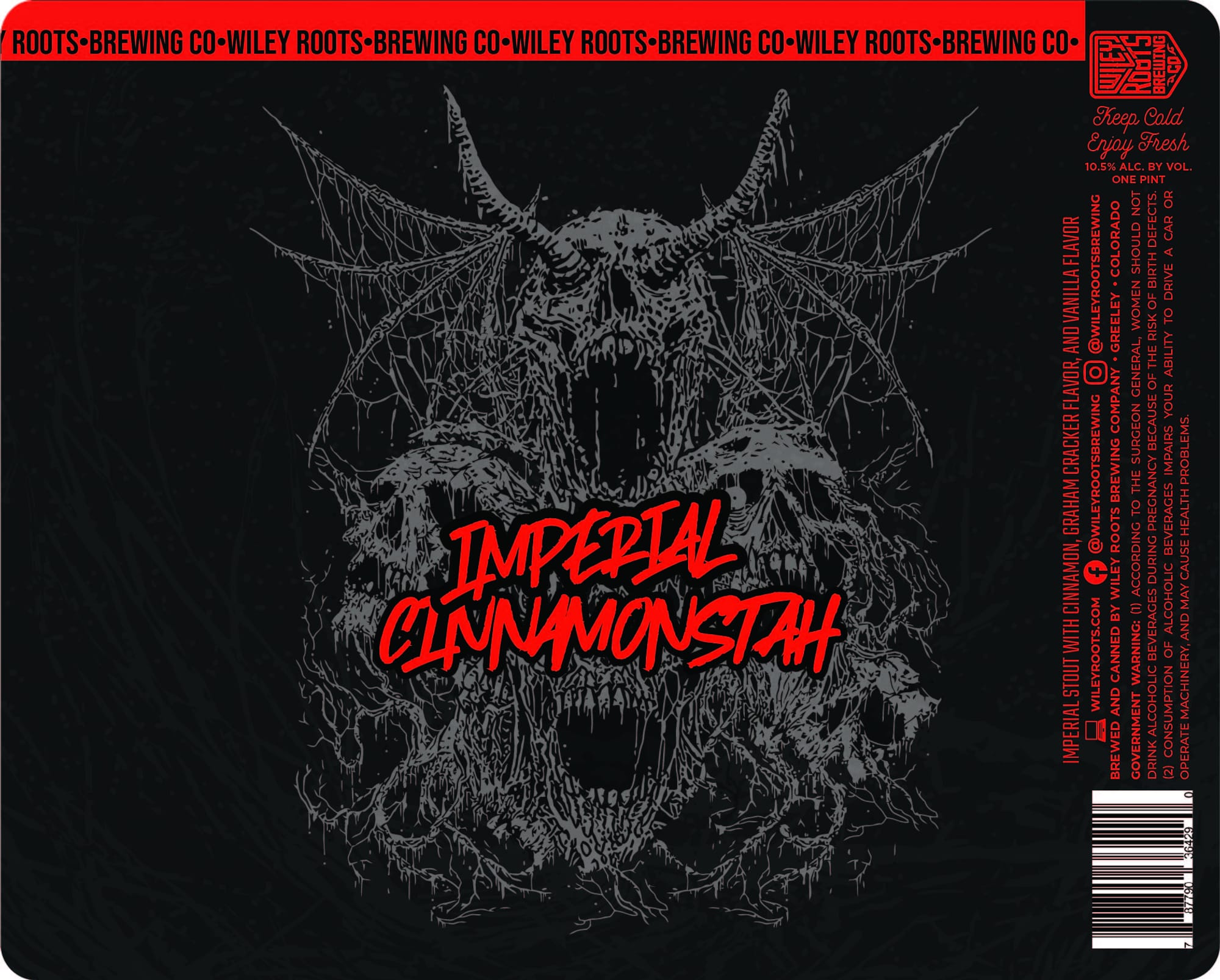 Imperial Cinnamonstah by Wiley Roots Brewing Co. - beer label