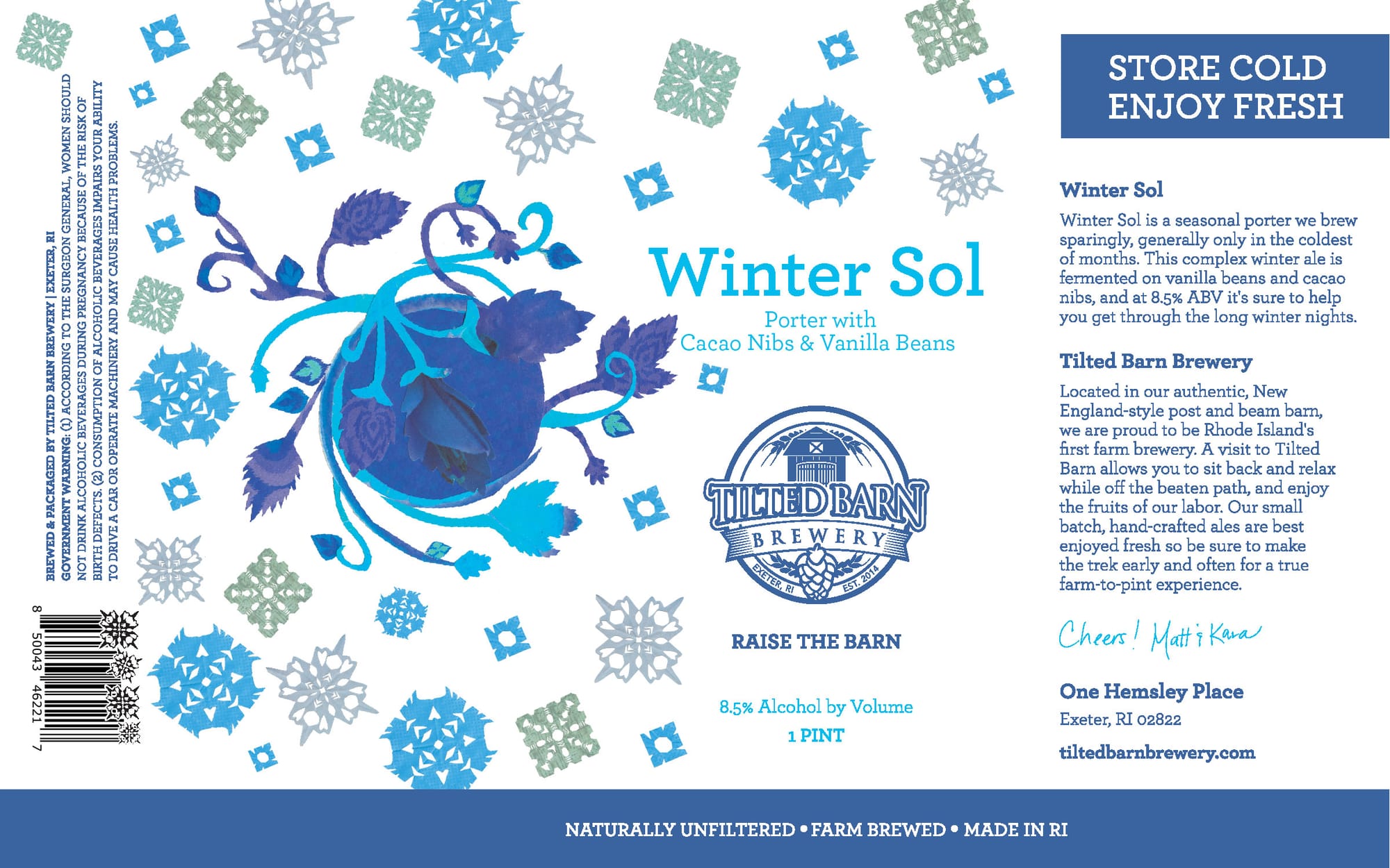 Winter Sol by Tilted Barn Brewery - beer label