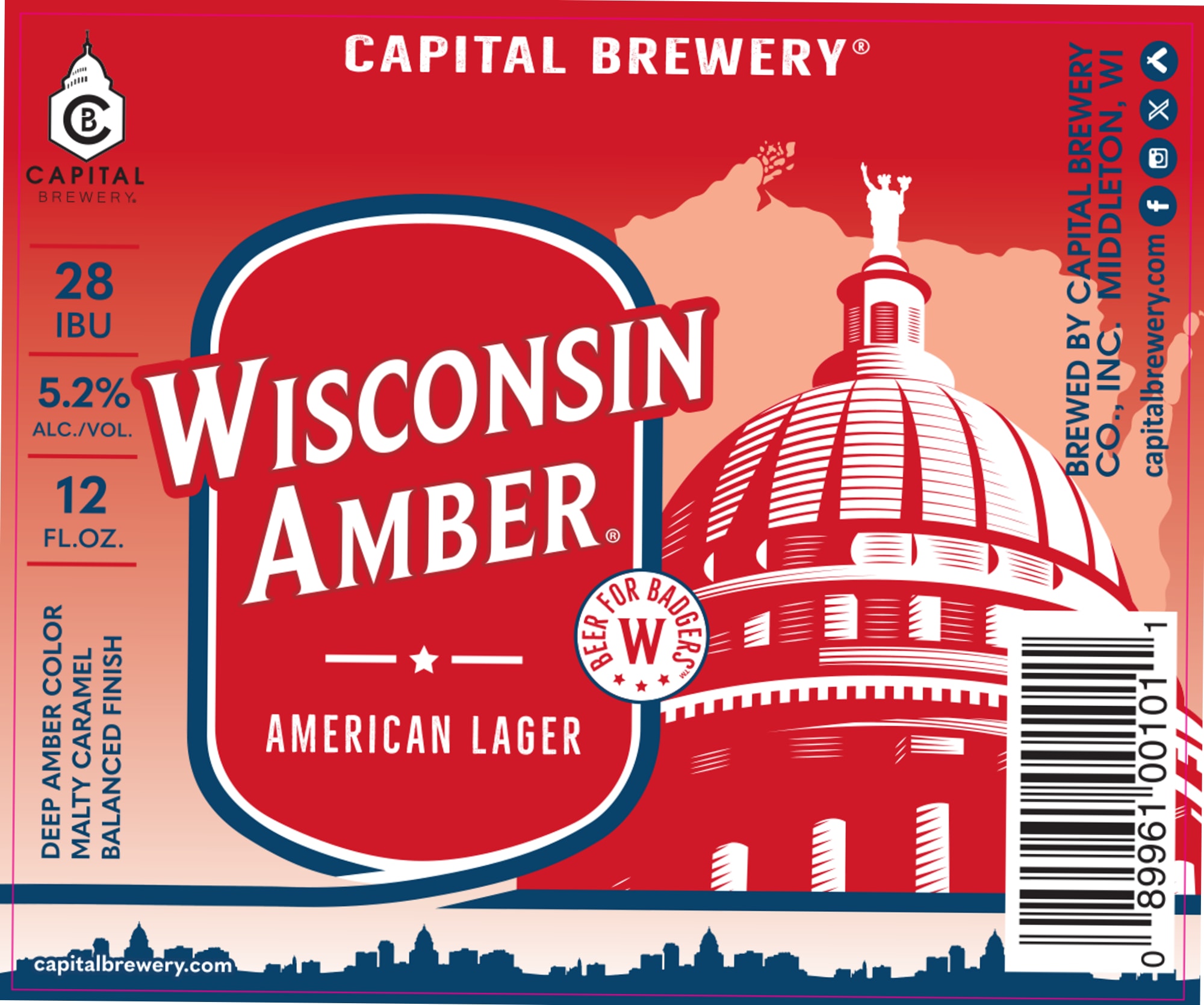 Wisconsin Amber by Capital Brewery - beer label