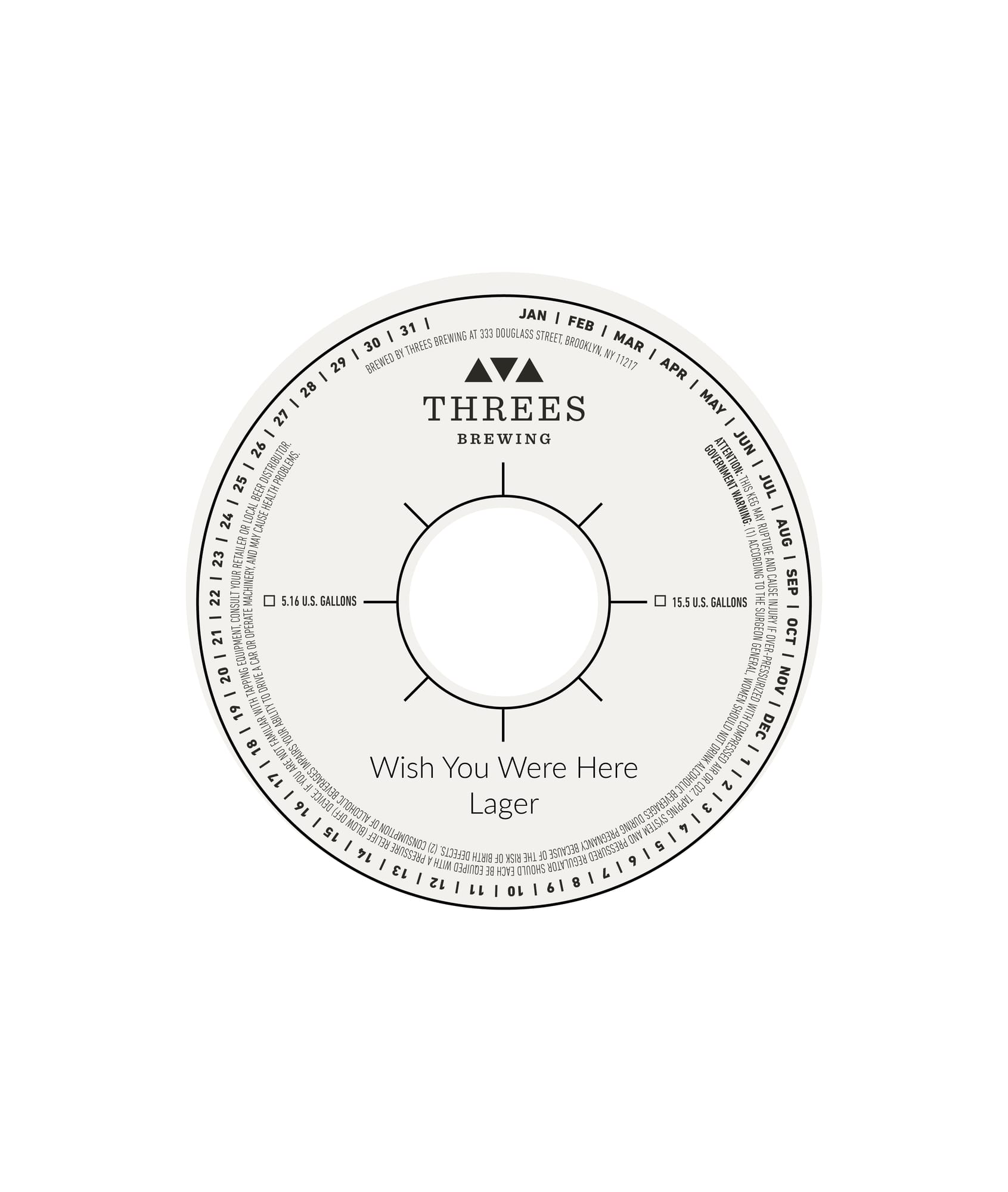 Wish You Were Here Lager by Threes Brewing - beer label