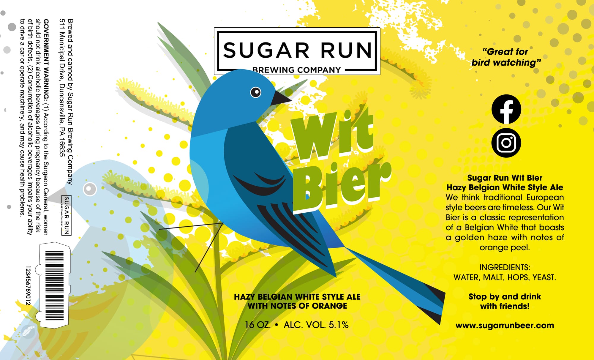 Wit by Sugar Run Brewing Company - beer label