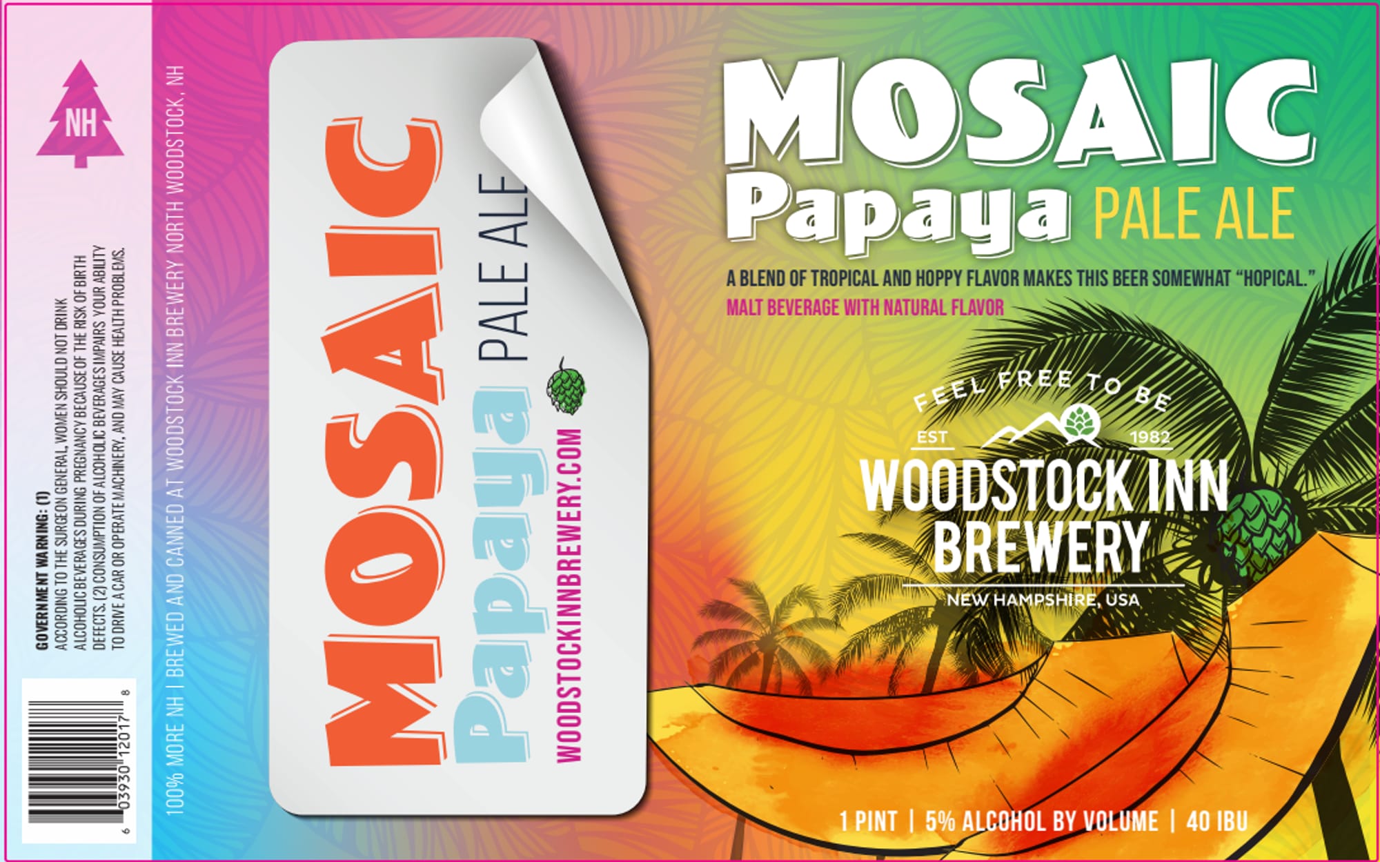 Mosaic Papaya Pale Ale by Woodstock Inn Brewery - beer label