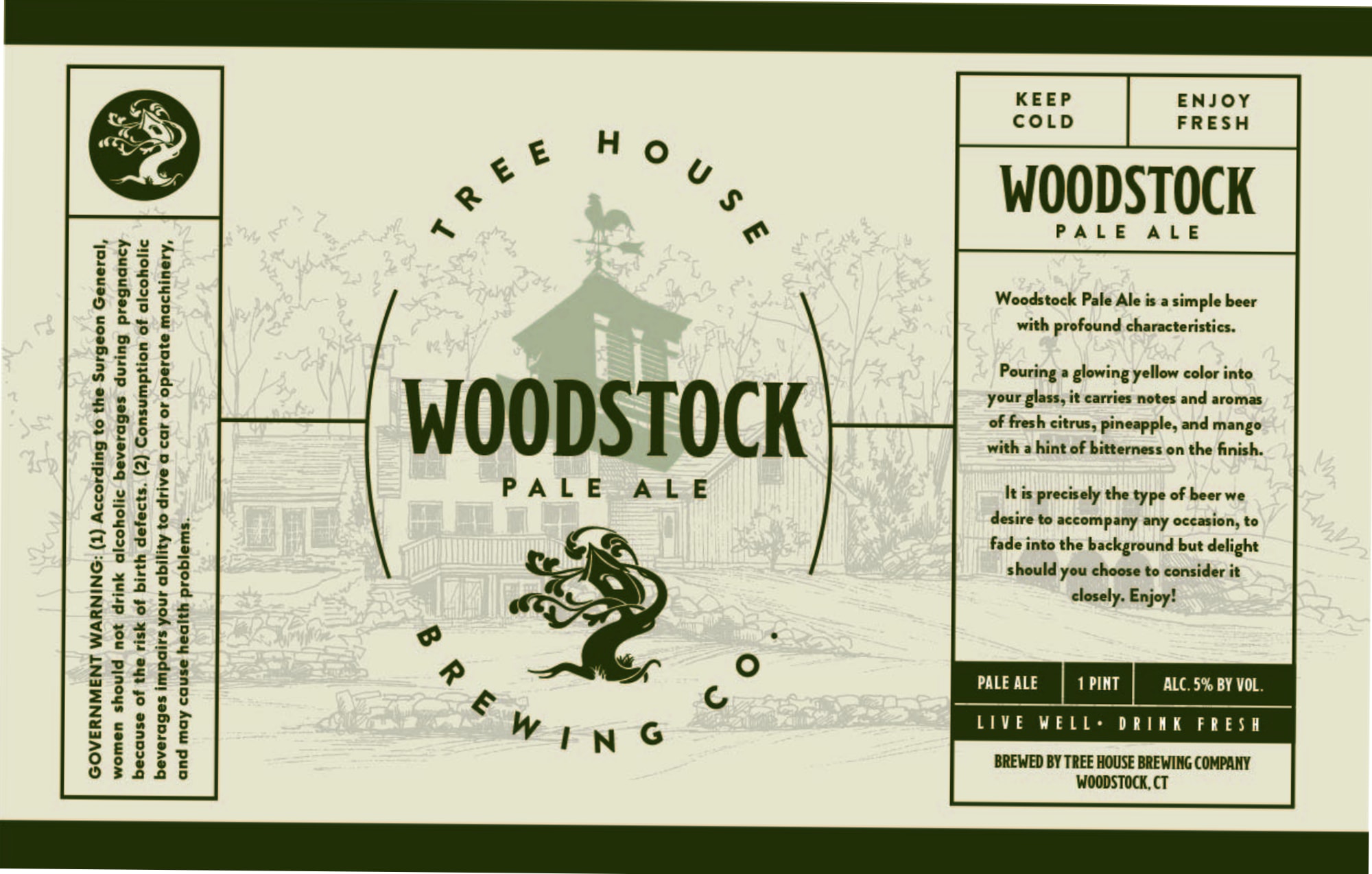 Woodstock Pale Ale by Tree House Brewing Company - beer label