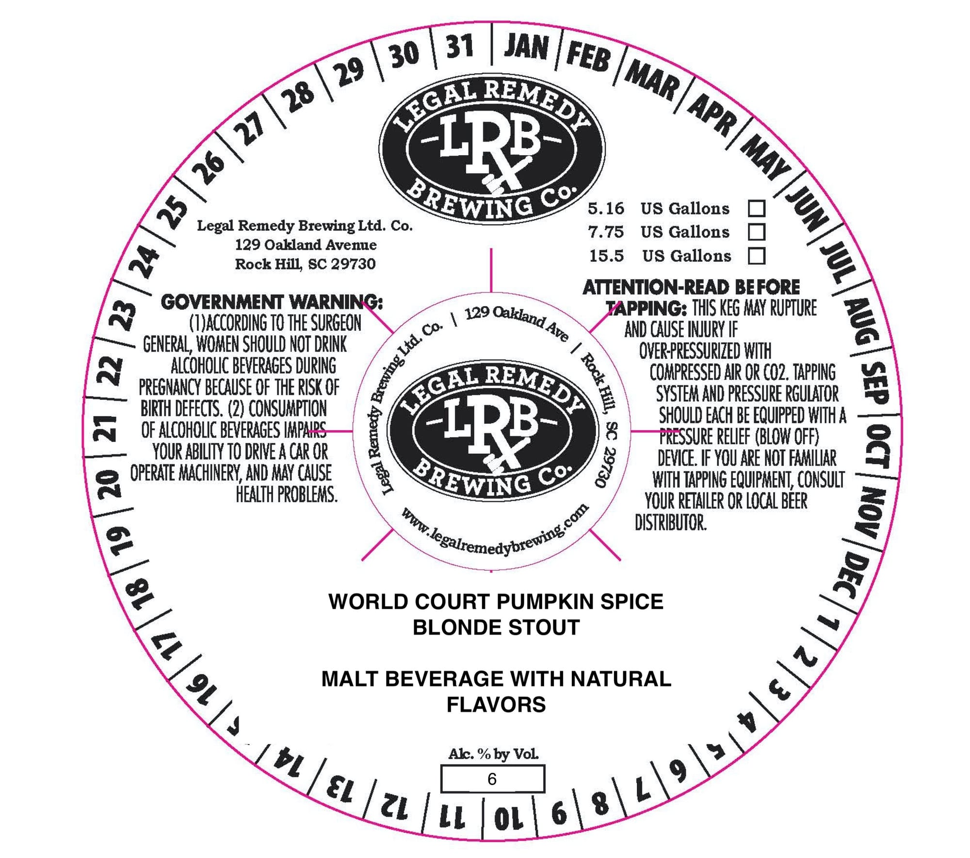 World Court Pumpkin Spice Blonde Stout by Legal Remedy Brewing Co. - beer label