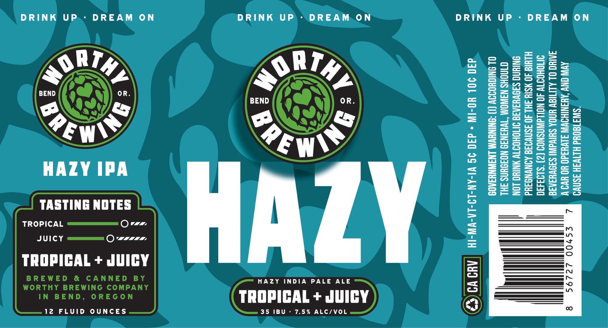 Hazy IPA by Worthy Brewing - beer label