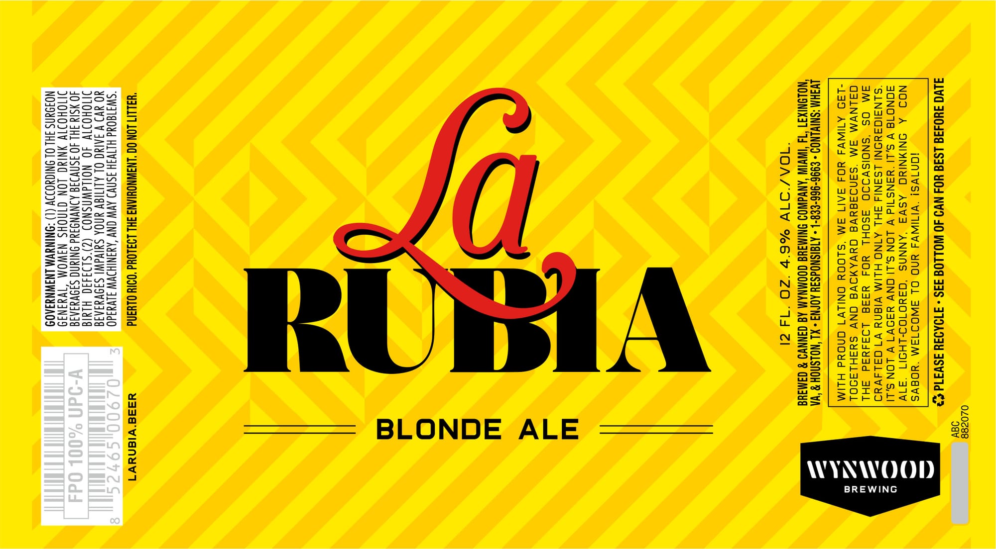 La Rubia by Wynwood Brewing - beer label