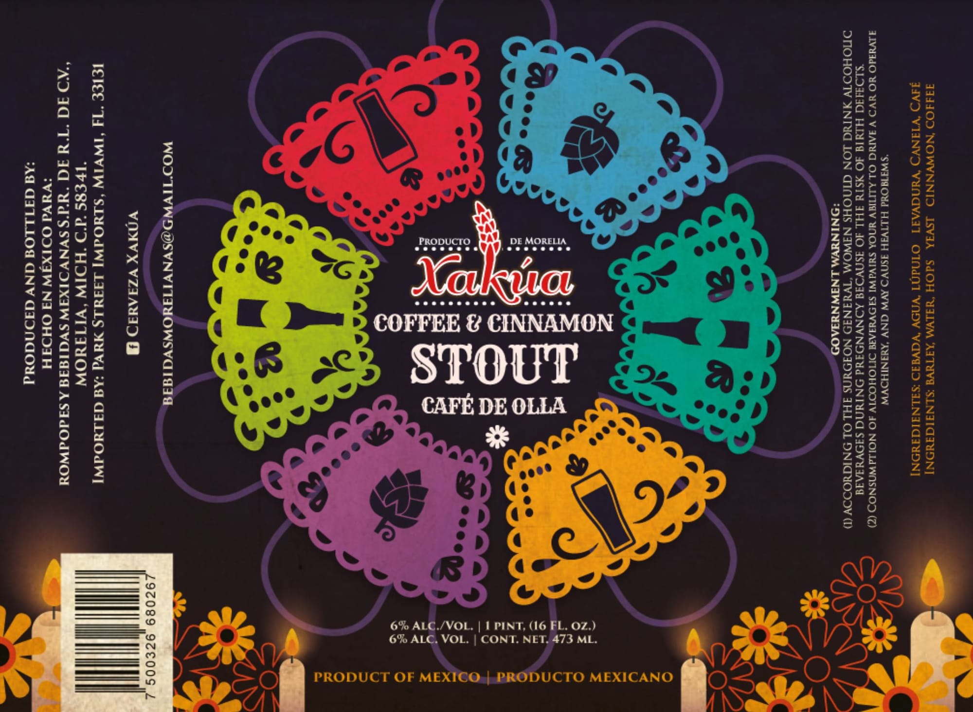 Xakua Coffee & Cinnamon Stout by Morelia - beer label