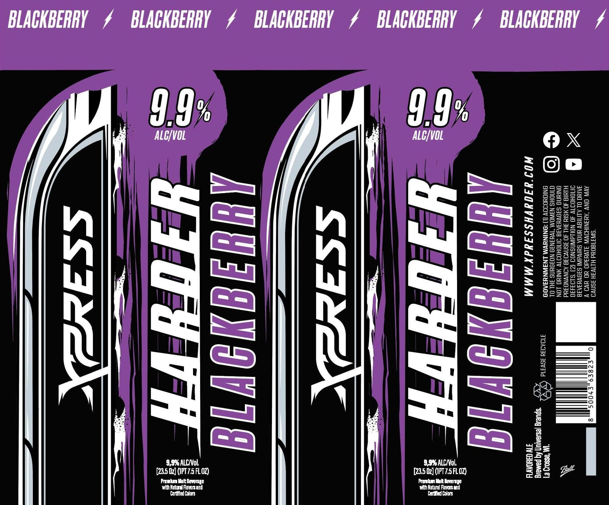 Xpress Blackbery by Universal Beverages - beer label