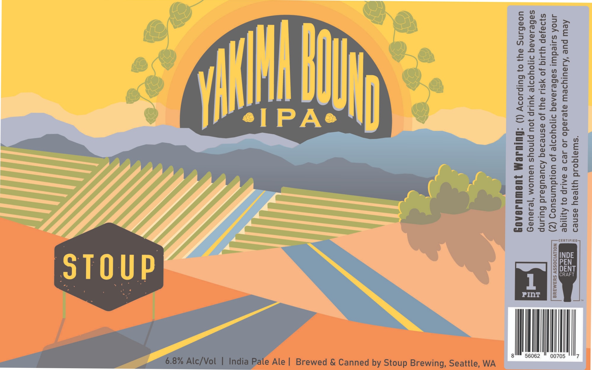 Yakima Bound IPA by Stoup Brewing - beer label