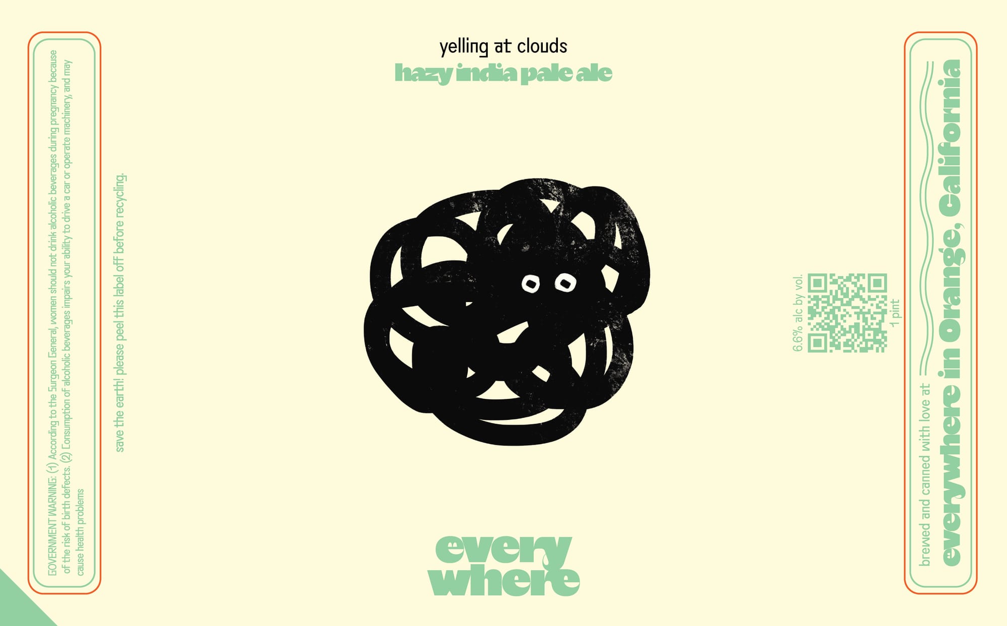 yelling at clouds by Everywhere - beer label