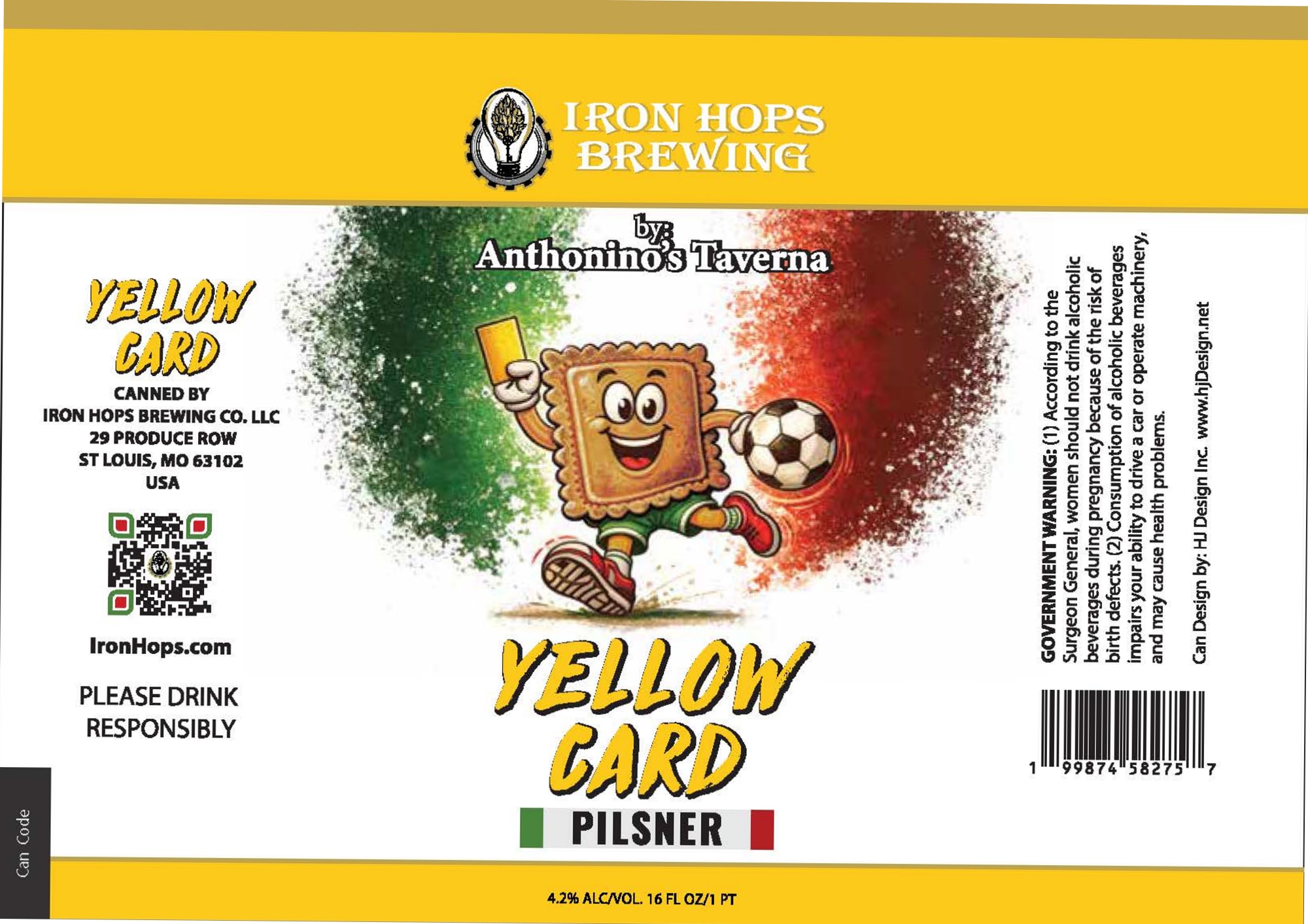 Yellow Card by Iron Hops Brewing - beer label