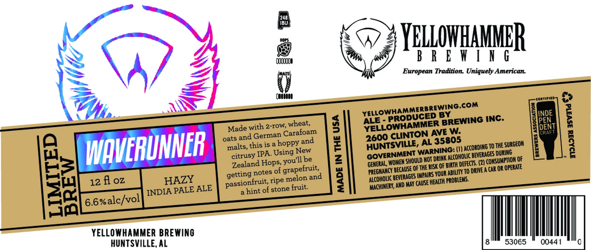 Waverunner by Yellowhammer Brewing - beer label