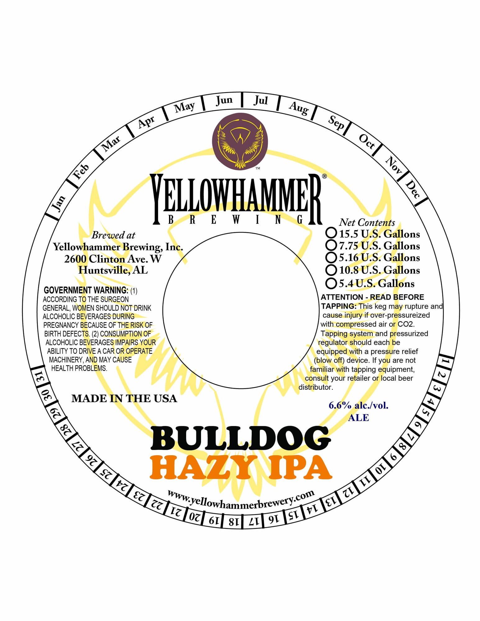 Bulldog Hazy IPA by Yellowhammer Brewing - beer label