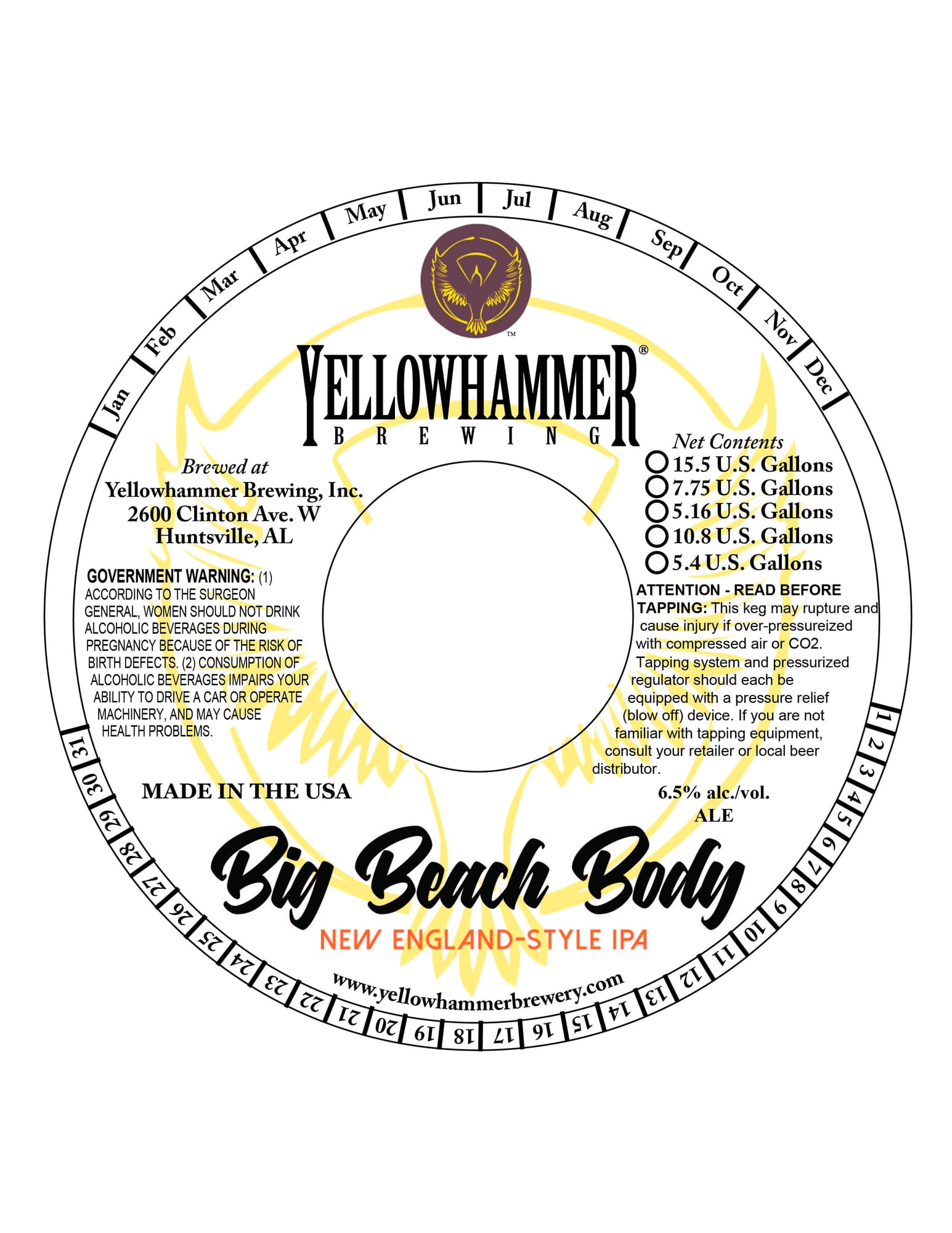 Big Beach Body by Yellowhammer Brewing - beer label