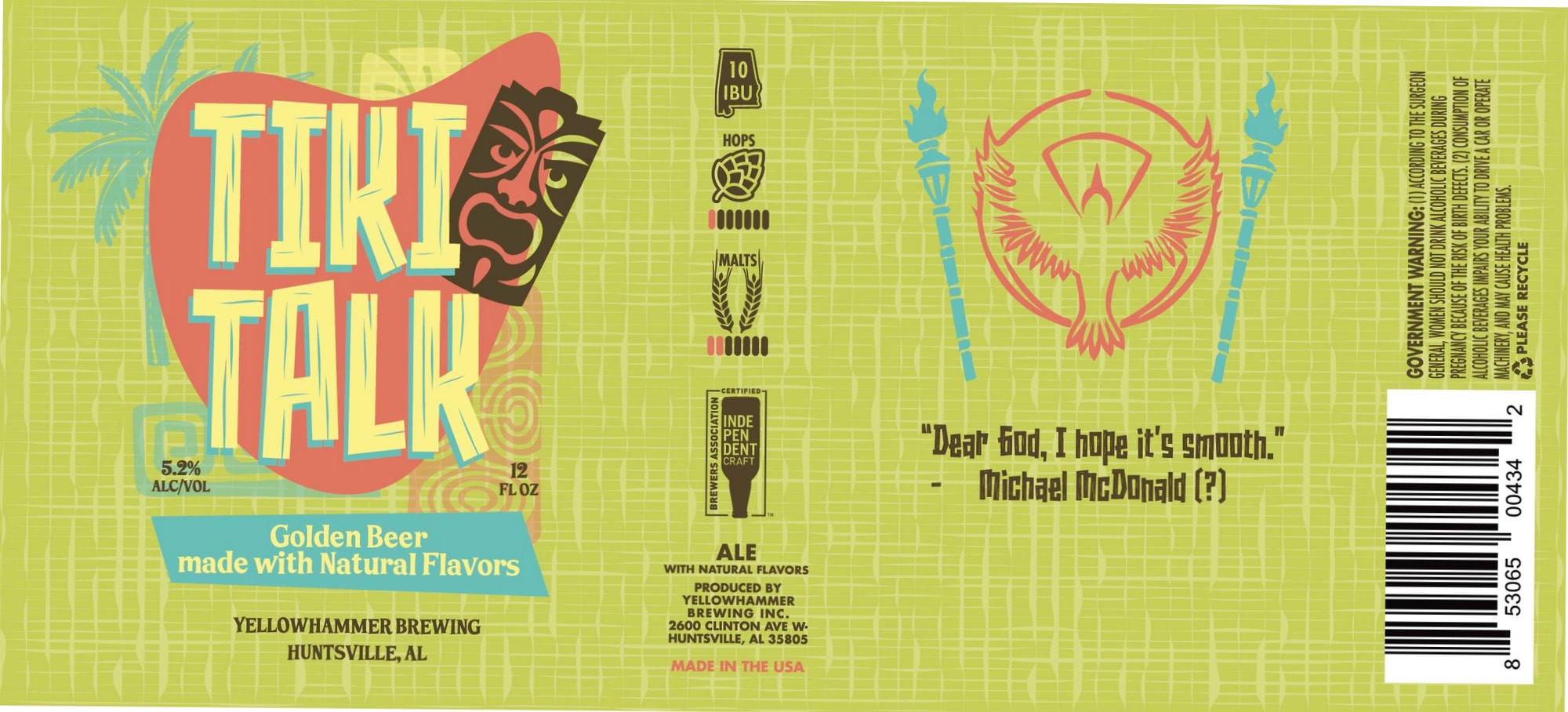 Tiki Talk by Yellowhammer Brewing - beer label