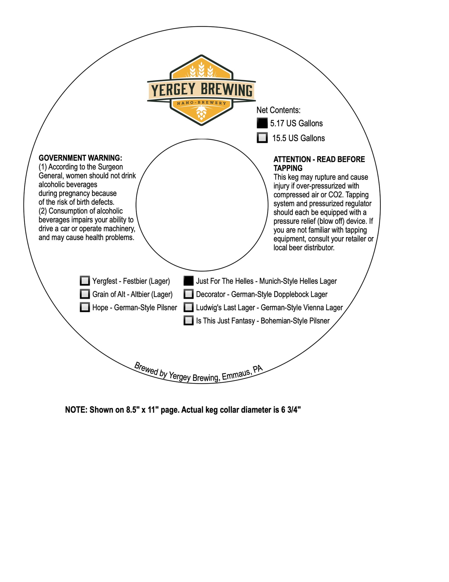 Festbier (Helles Lager) by Yergery Brewing - beer label