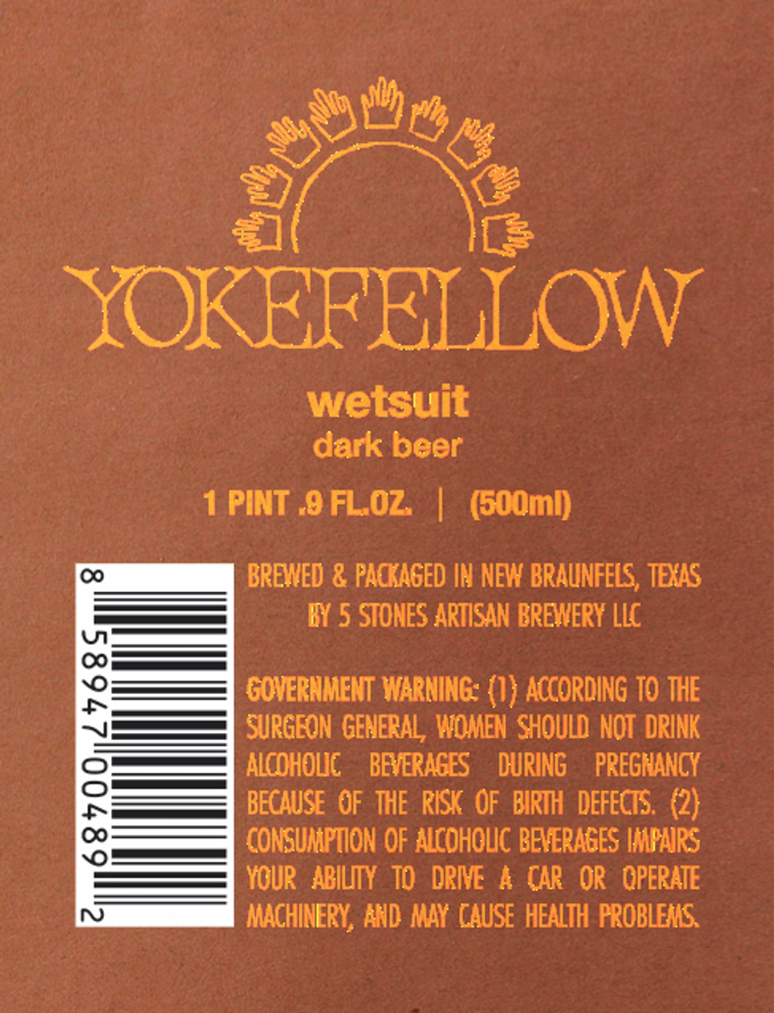 Yokefellow wetsuit by 5 Stones Artisan Brewery - beer label