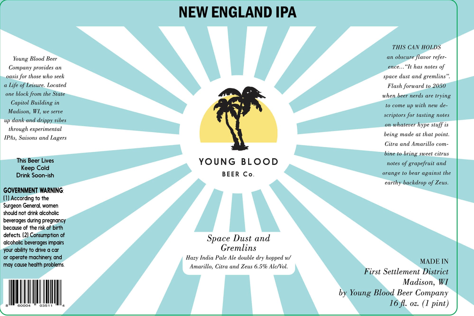 Space Dust and Gremlins by Young Blood Beer Co. - beer label