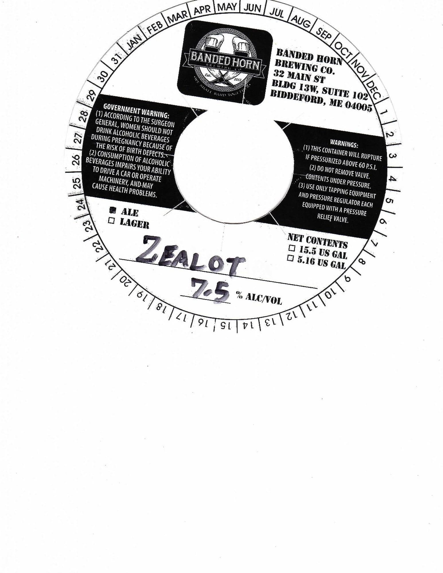 Zealot by Banded Horn Brewing Co. - beer label