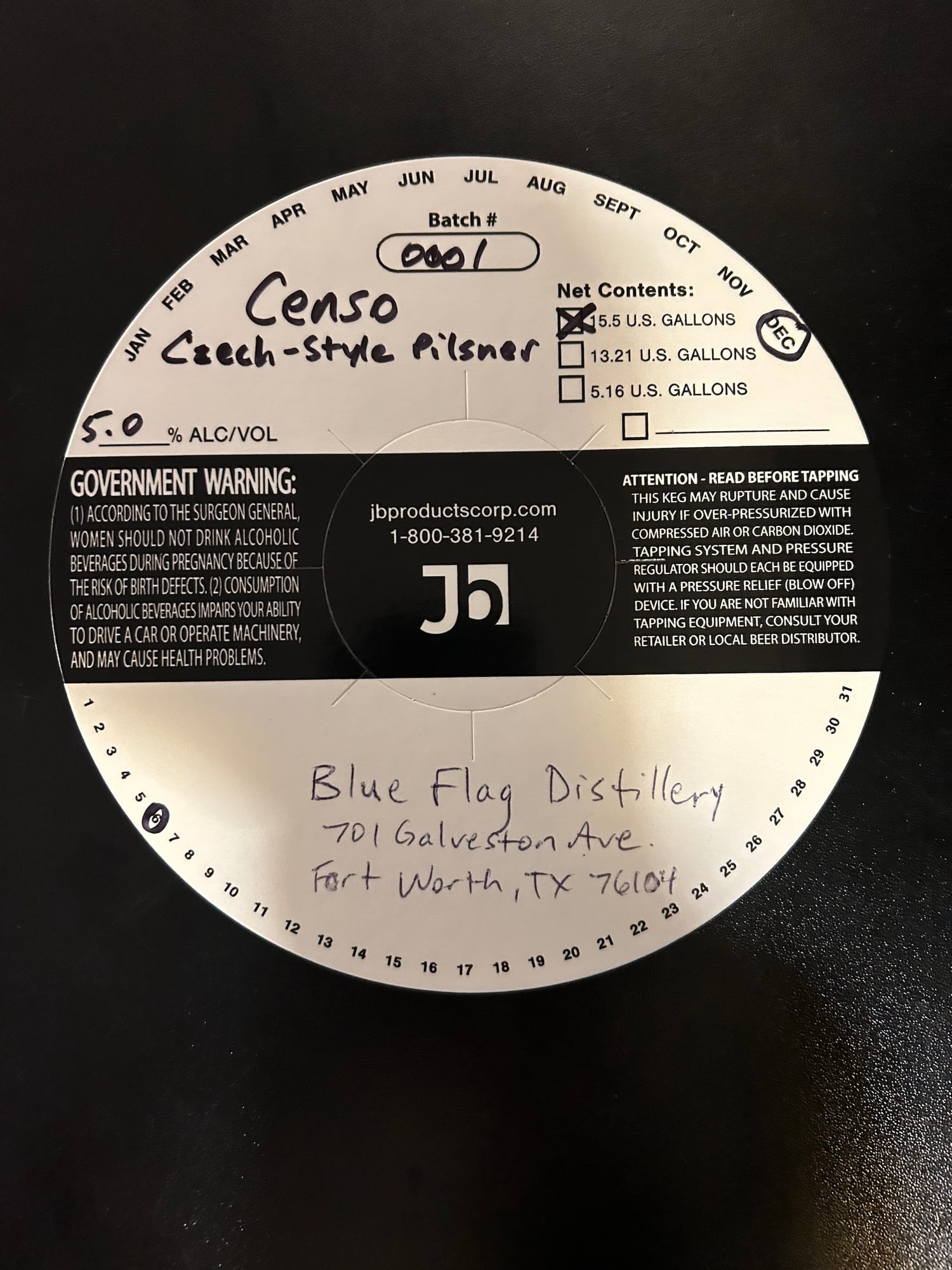 Censo by Blue Flag Distillery - beer label