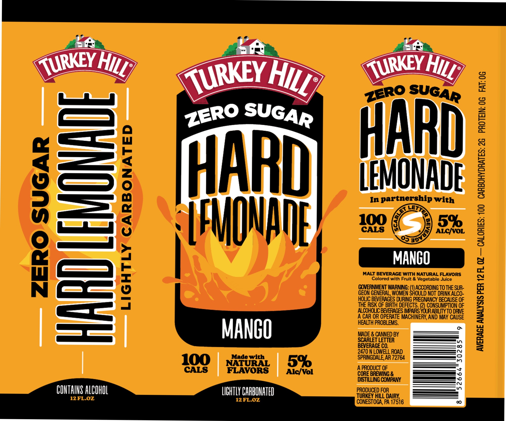 Zero Sugar Hard Lemonade – Mango by Turkey Hill - beer label