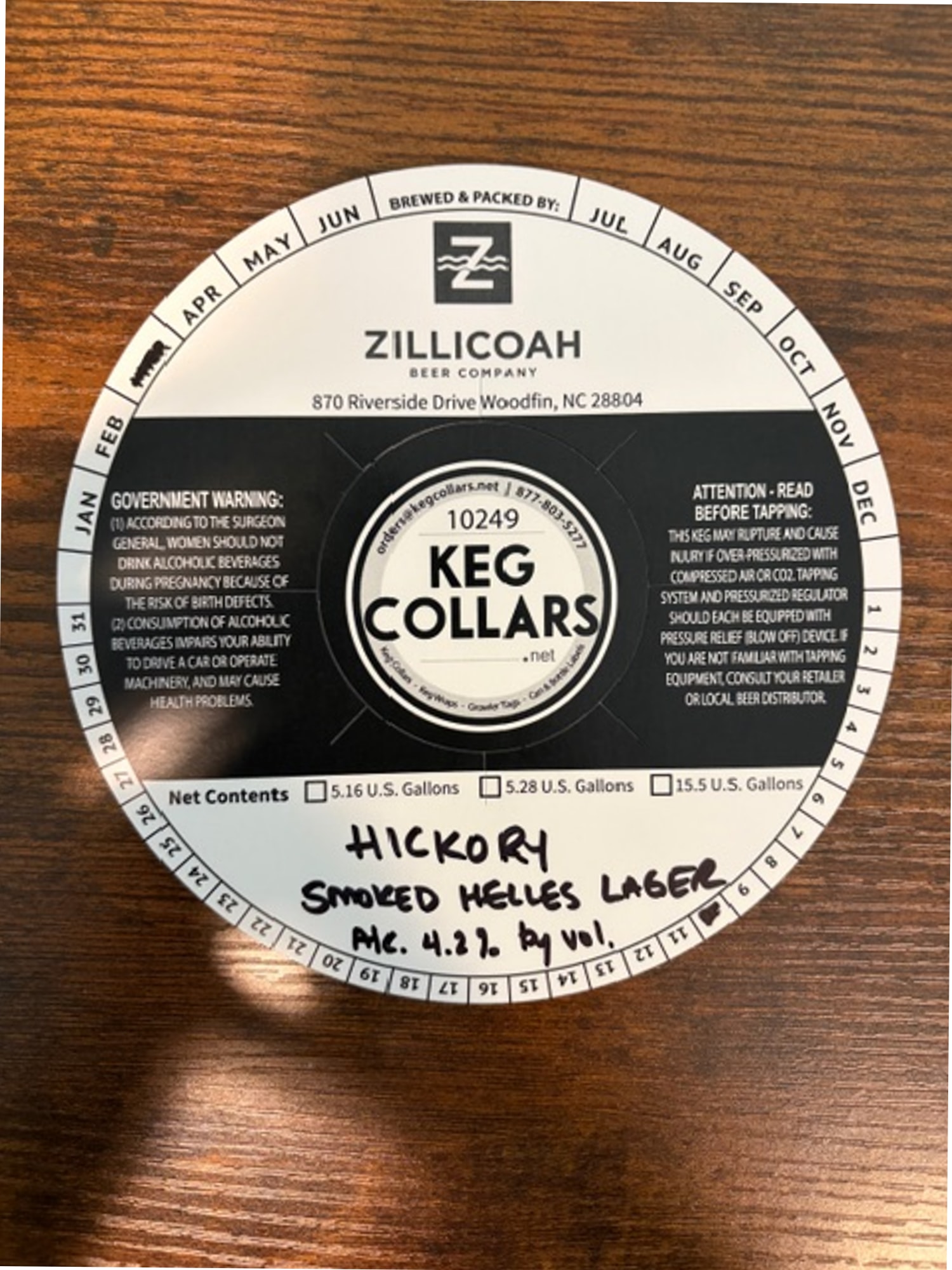 Hickory Smoked Helles Lager by Zillicoah Beer Company - beer label