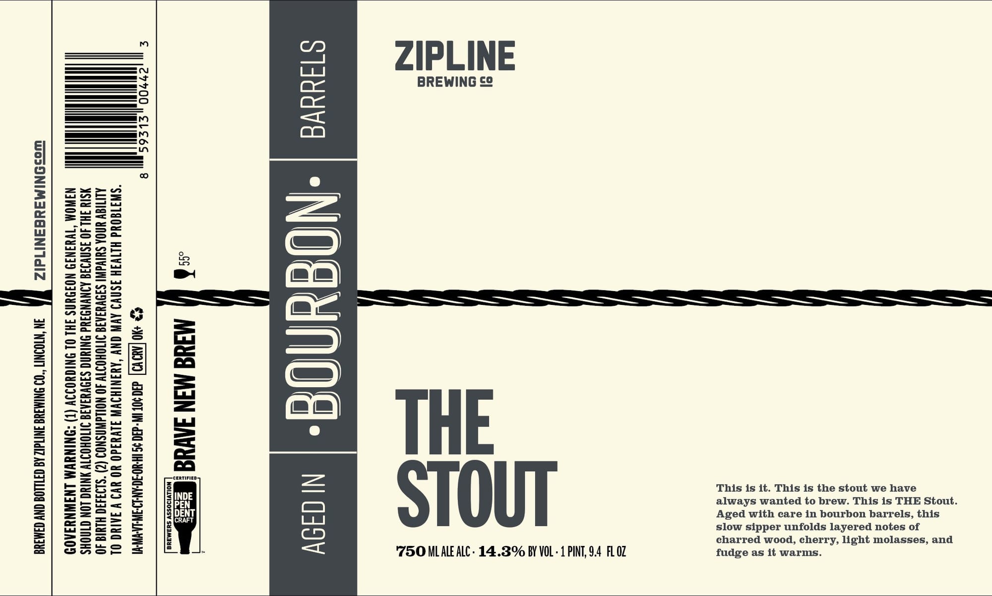 The Stout by Zipline Brewing Co. - beer label