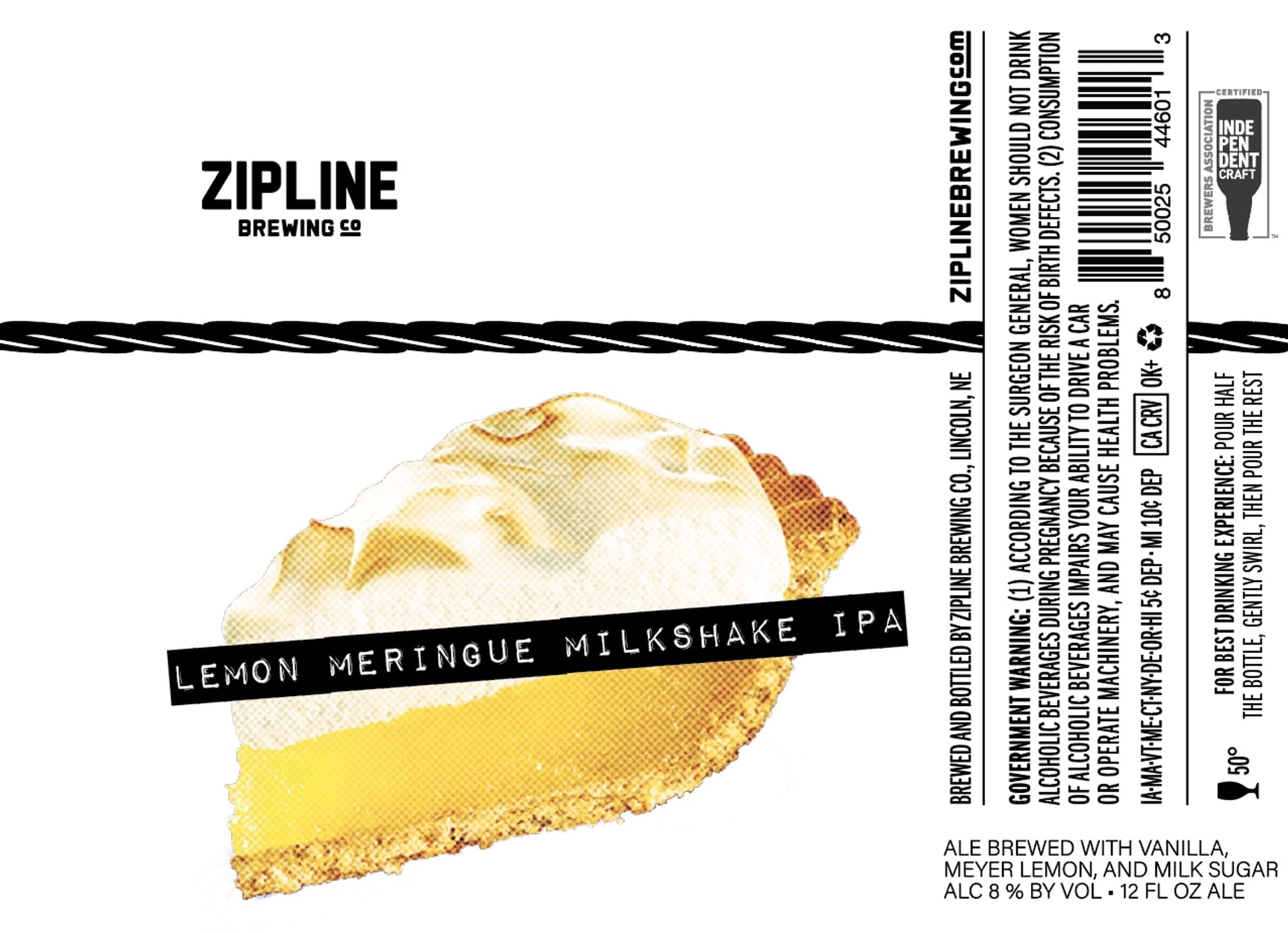 Meringue Milkshake IPA by Zipline Brewing Co. - beer label