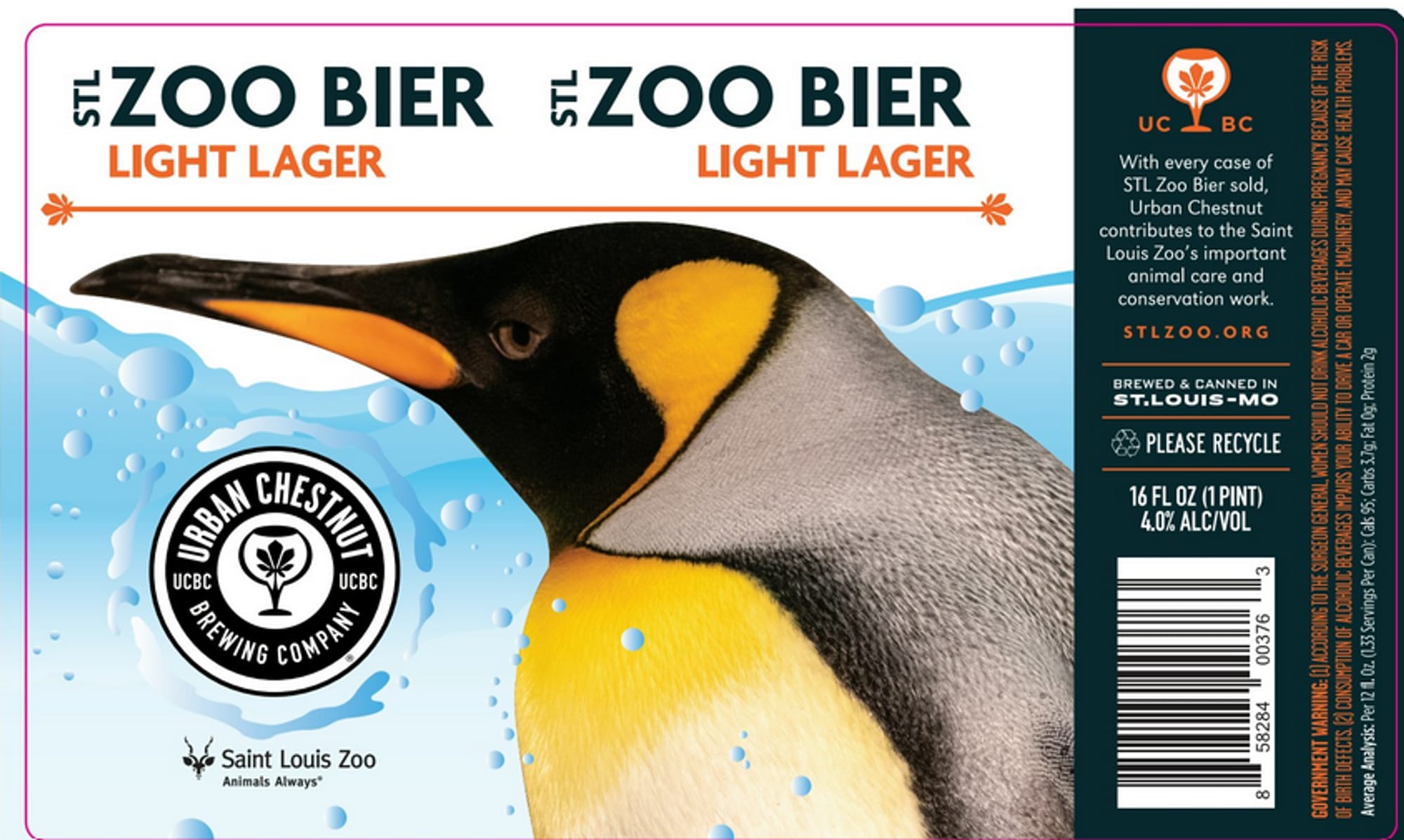 Zoo Bier Light Lager by Urban Chestnut Brewing Company - beer label
