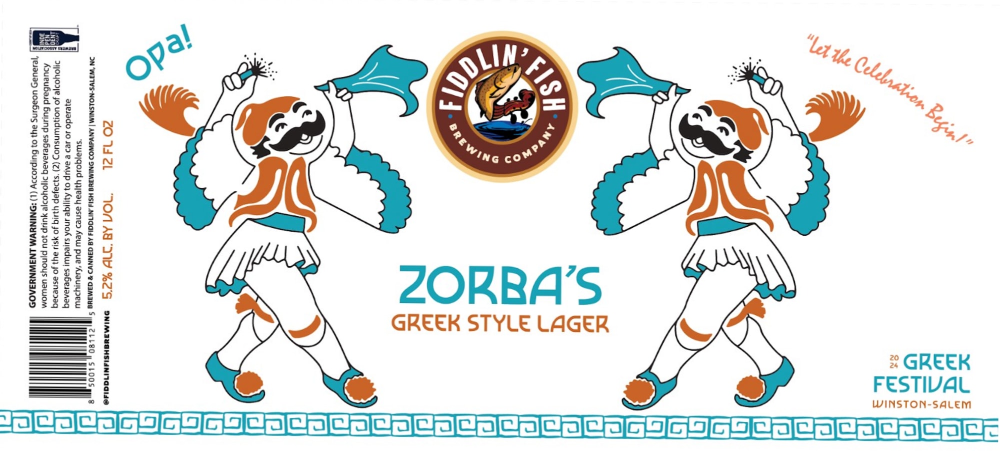 Zorba’s Greek Style Lager by Fiddlin’ Fish Brewing Company - beer label